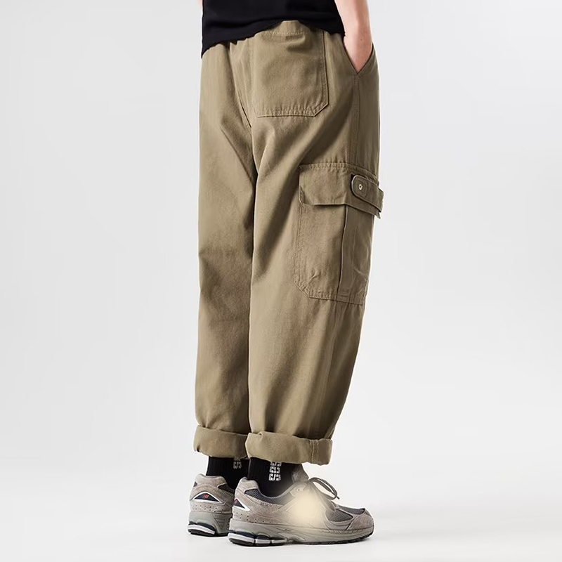 Solid Color Straight Cargo Pants