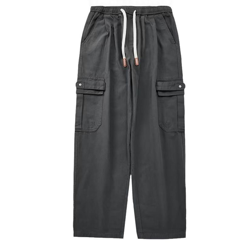 Solid Color Straight Cargo Pants