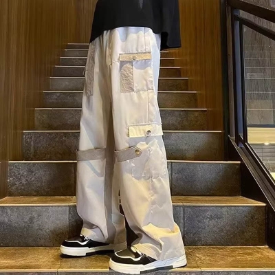 Hip Hop Colorblock Multi Pocket Casual Pants