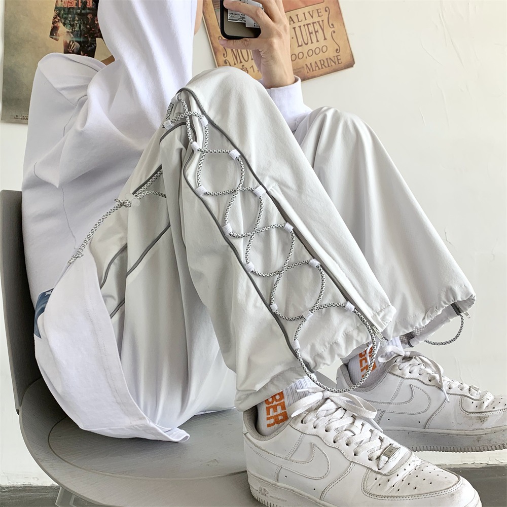 Reflective Rope Loose Cargo Pants Helloice Apparel