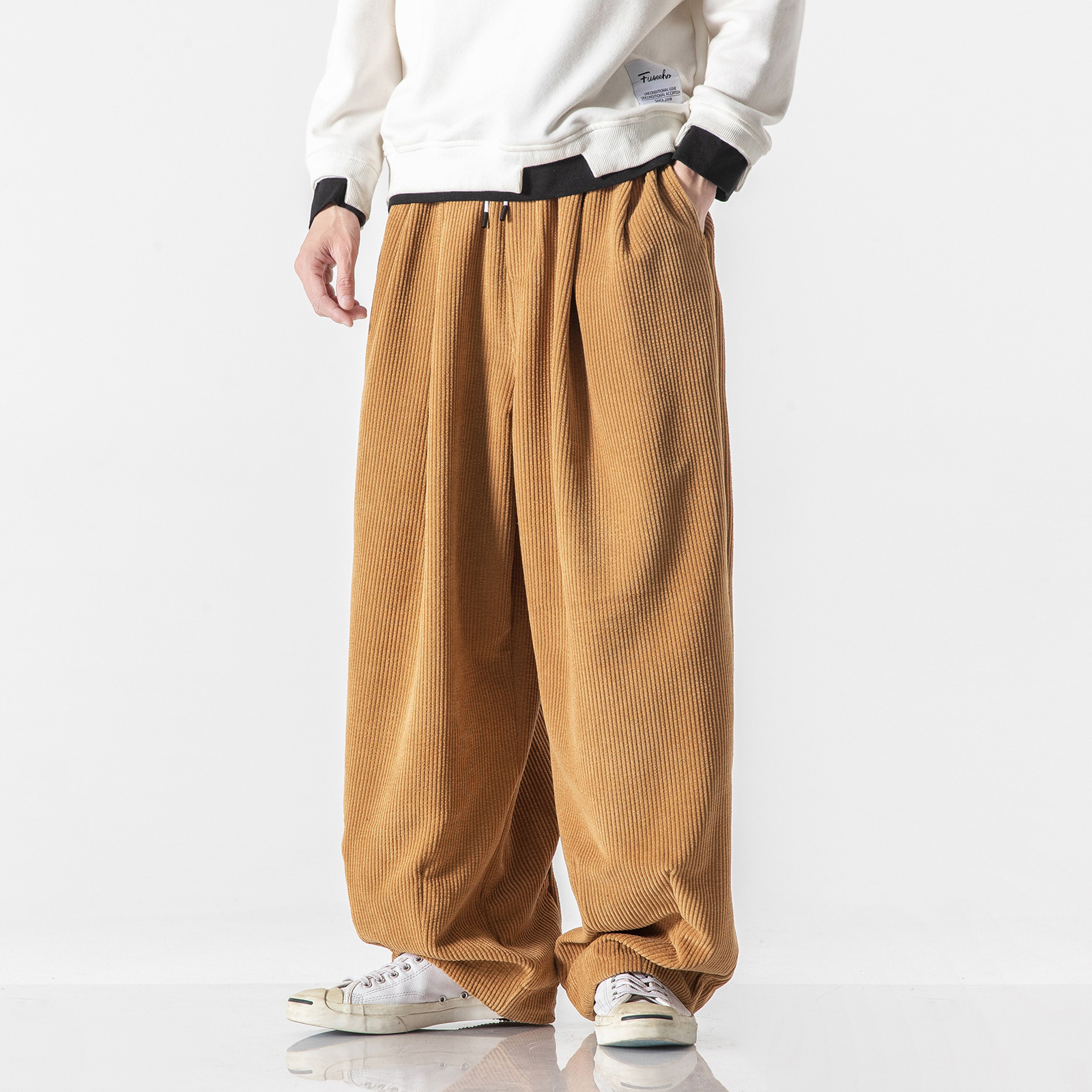 Solid Corduroy Harem Pants