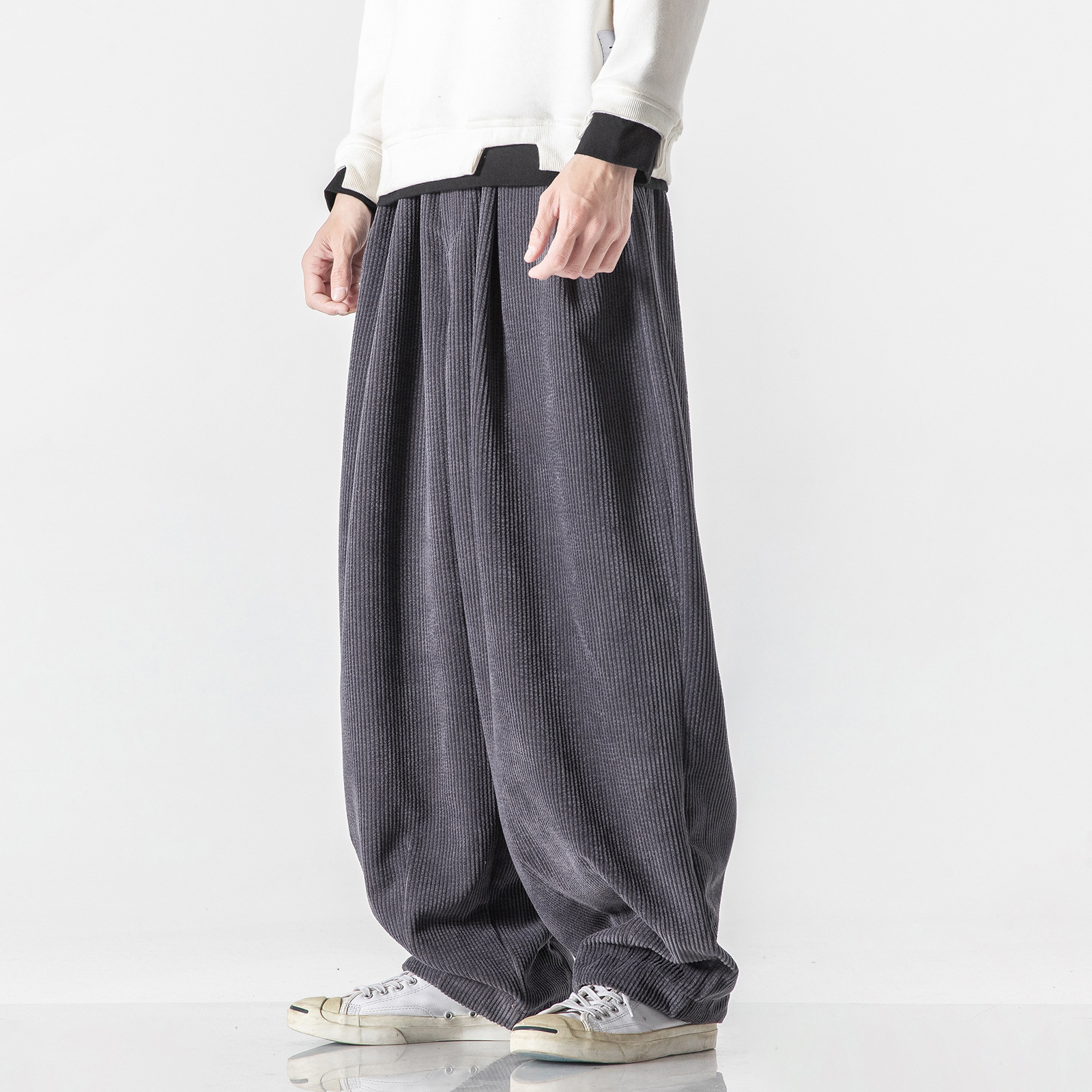 Solid Corduroy Harem Pants