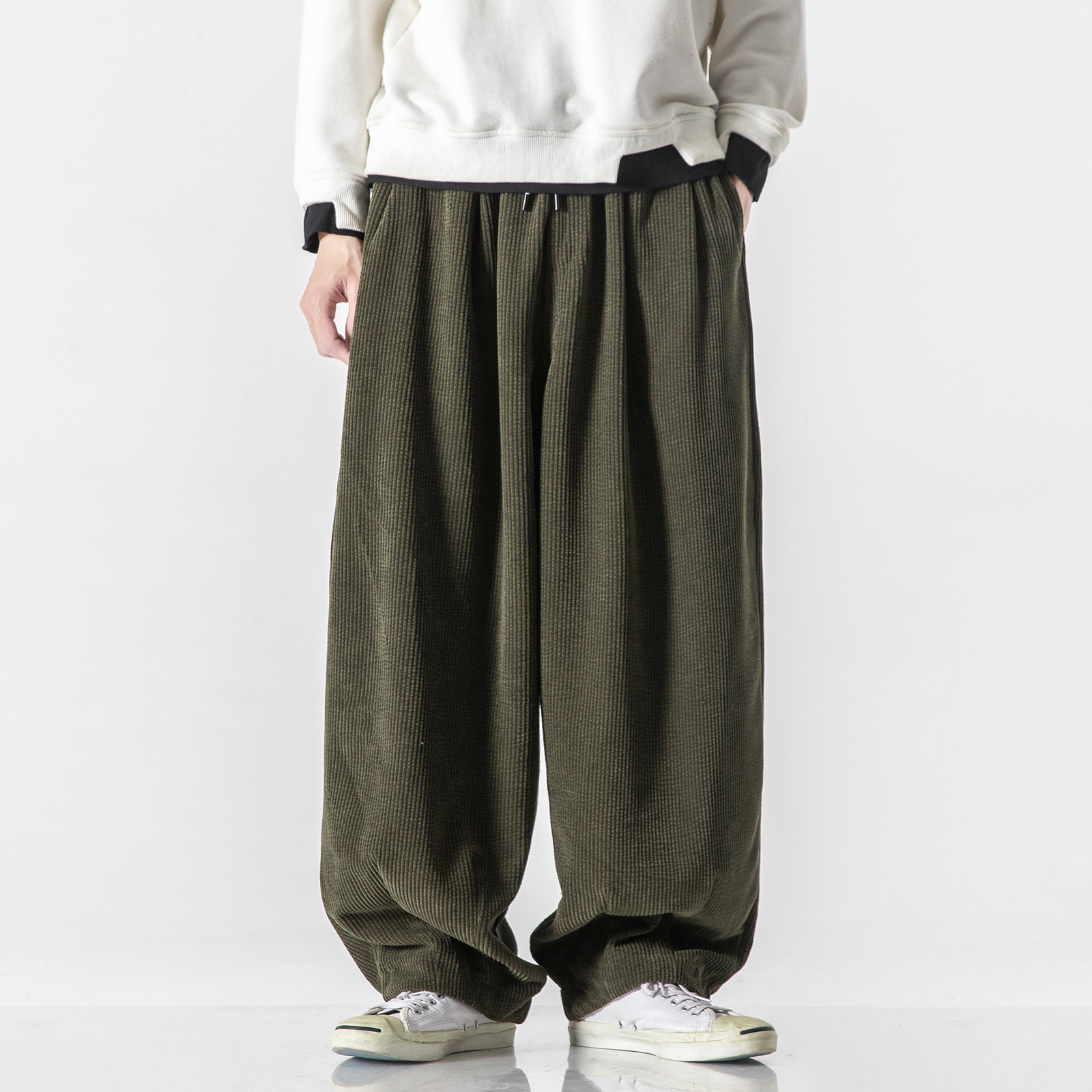 Solid Corduroy Harem Pants