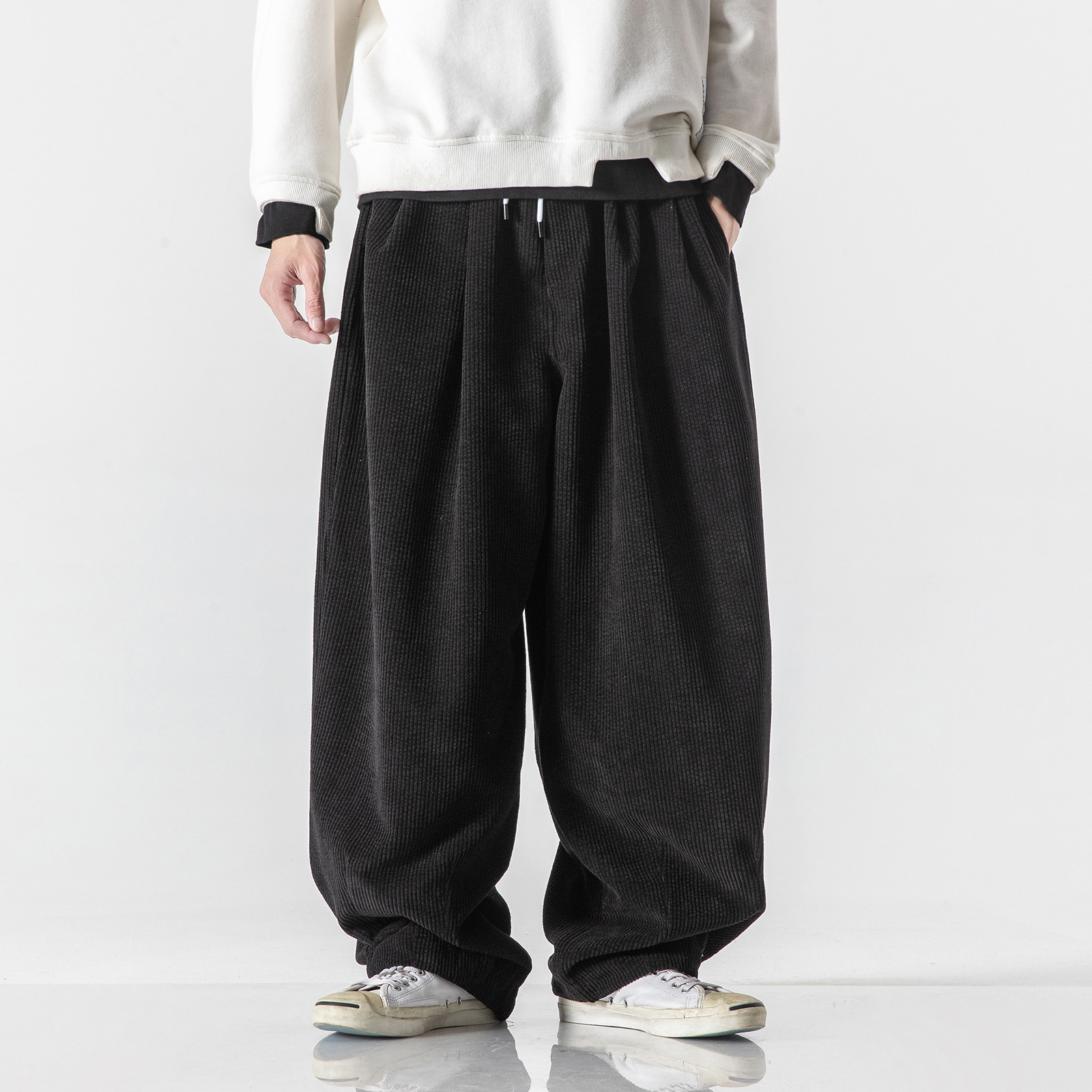 Solid Corduroy Harem Pants