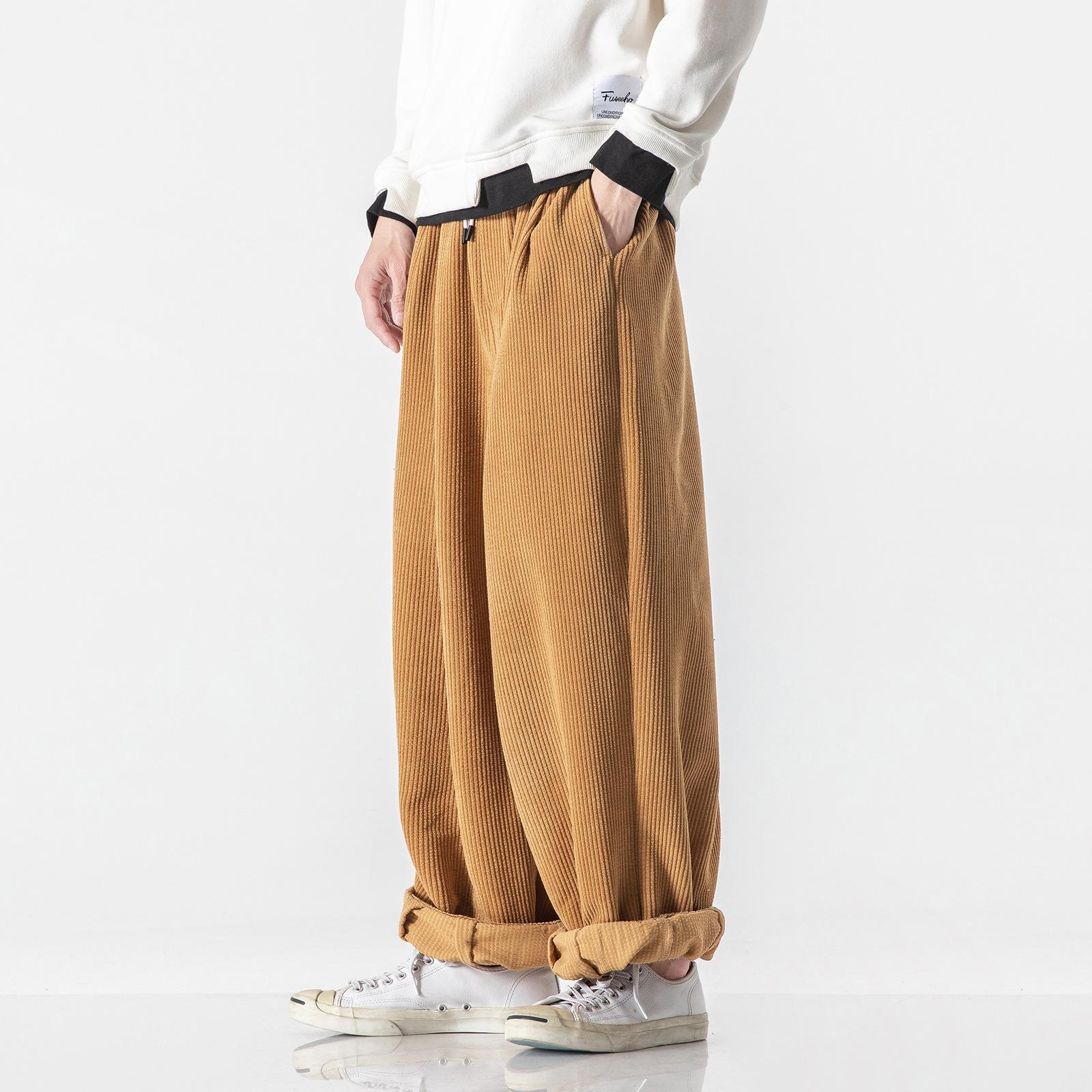 Solid Corduroy Harem Pants