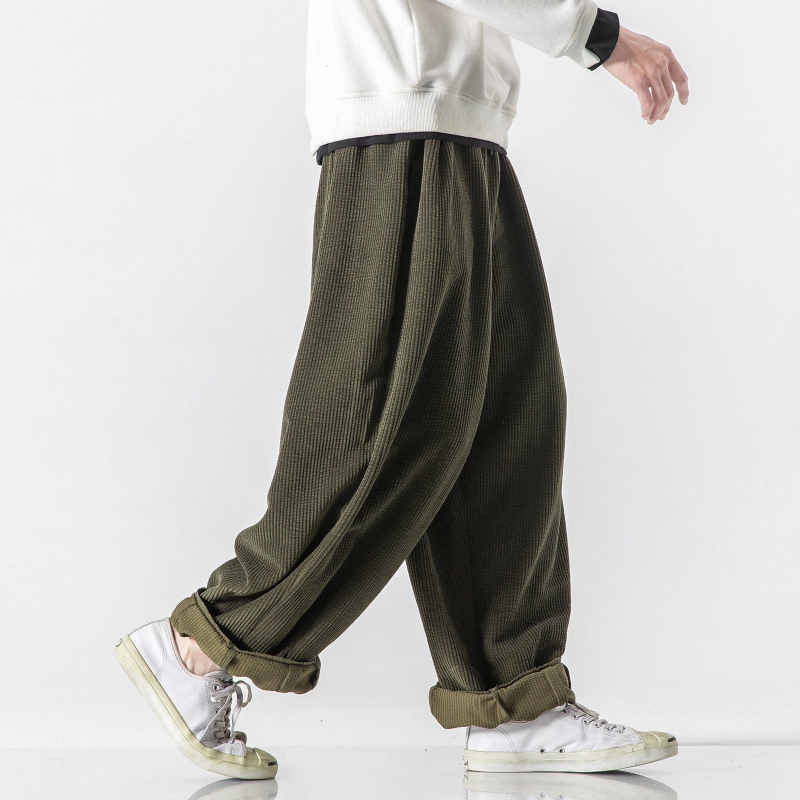 Solid Corduroy Harem Pants