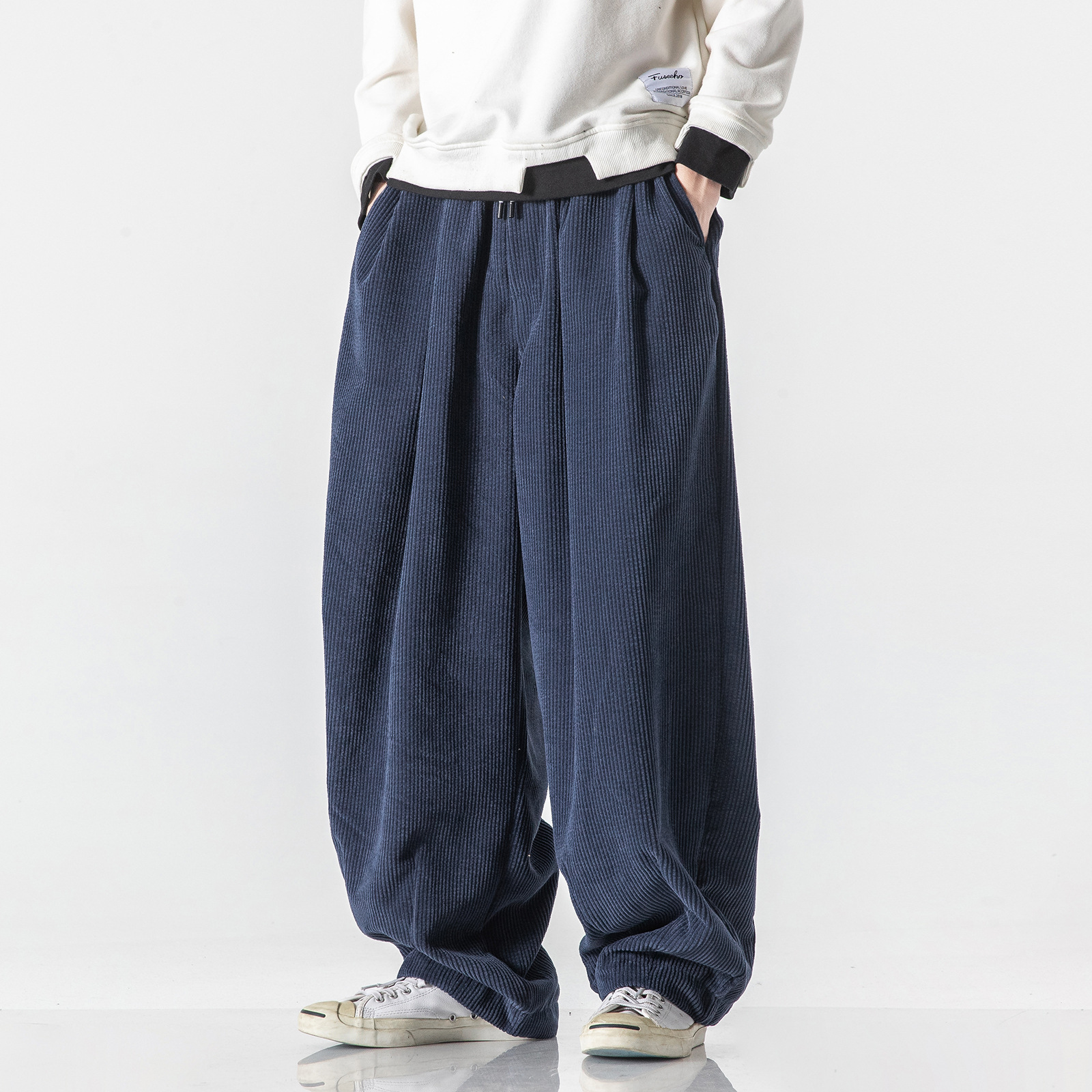 Solid Corduroy Harem Pants