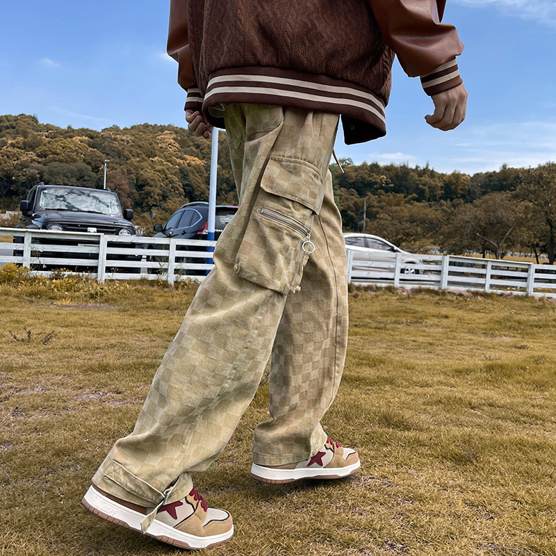Checkerboard Retro Straight Casual Pants Checkerboard Retro Straight Casual Pants