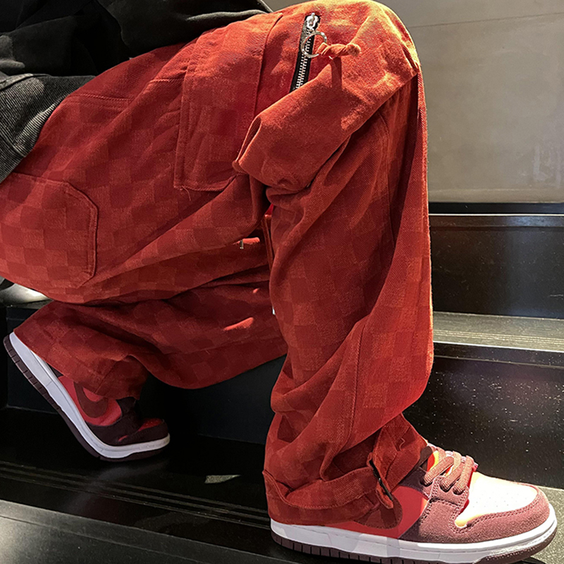 Checkerboard Retro Straight Casual Pants Checkerboard Retro Straight Casual Pants
