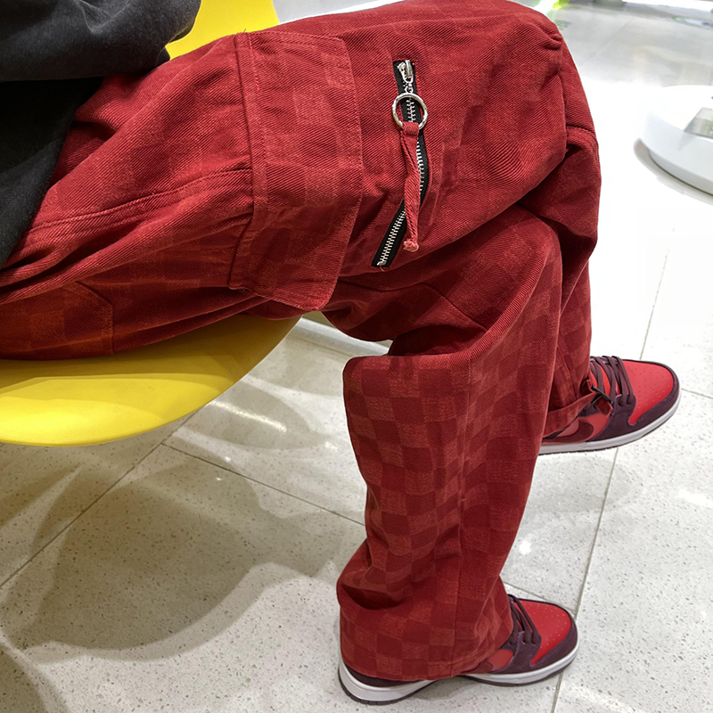 Checkerboard Retro Straight Casual Pants Checkerboard Retro Straight Casual Pants