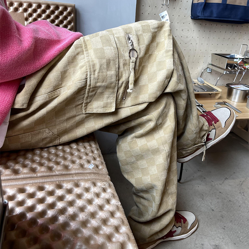 Checkerboard Retro Straight Casual Pants Checkerboard Retro Straight Casual Pants
