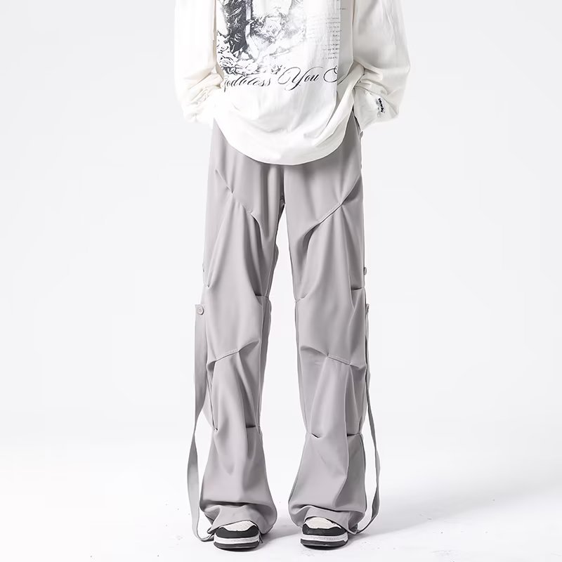 Vintage Pleated Cargo Casual Pants