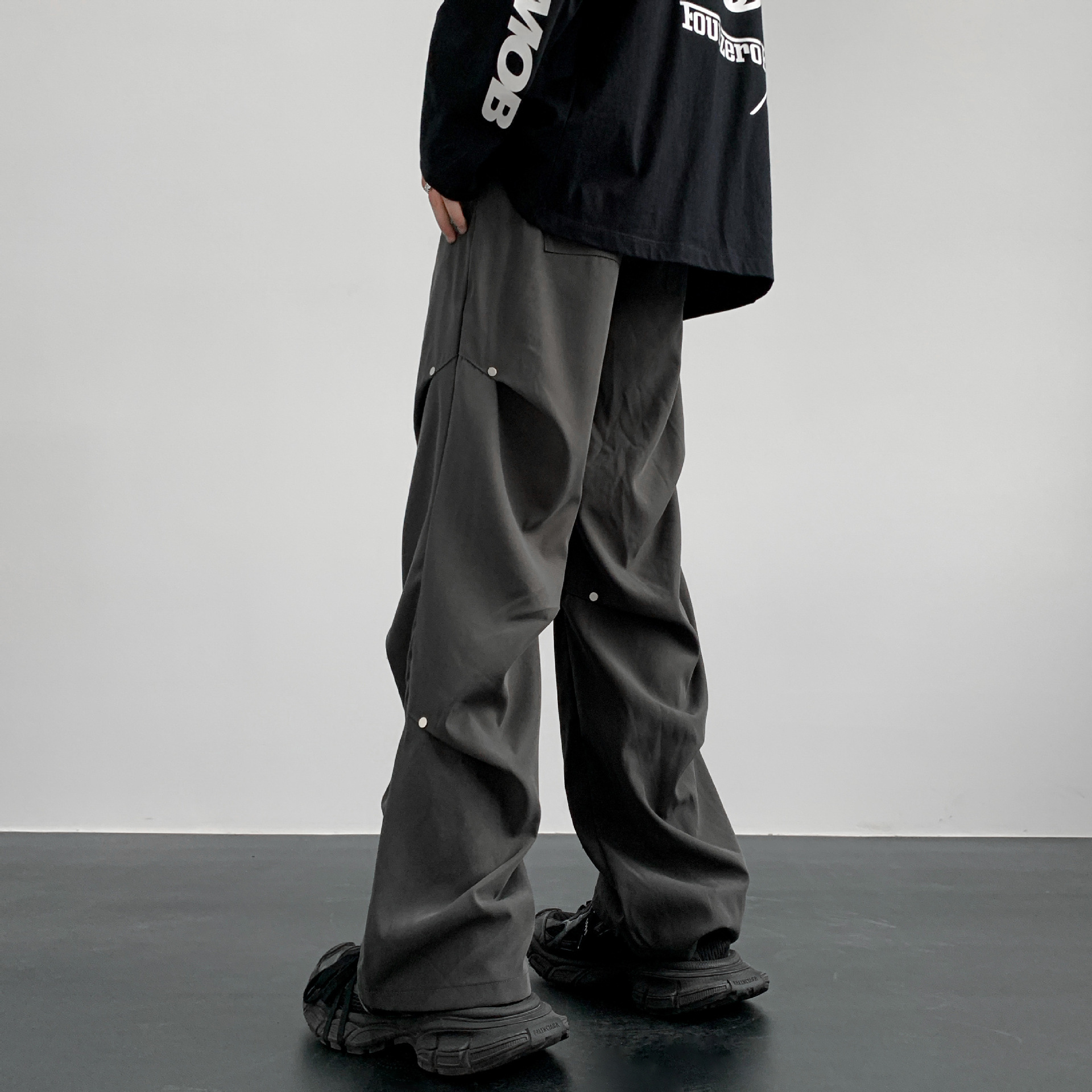 Vintage Pleated Bootcut Overalls