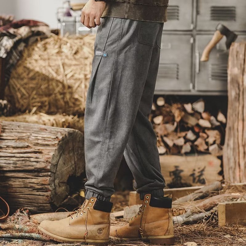 Suede Retro Casual Track Pants