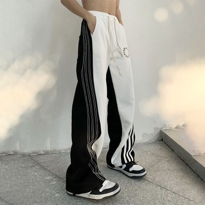 Striped Casual Pants With Irregular Side Panels