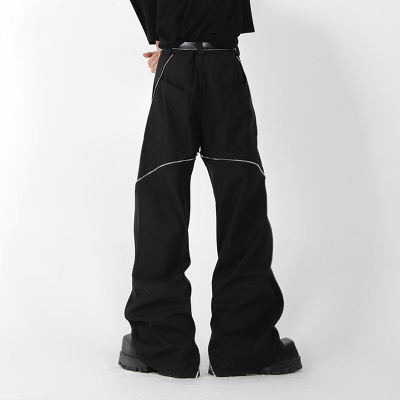 Structured Zippered Slit Bootcut Casual Pants