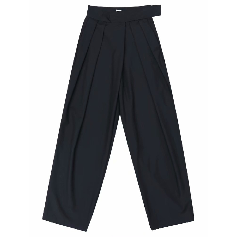 Casual Wide-Leg Trousers With Draped Velcro
