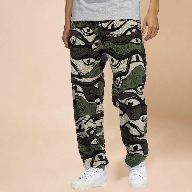 Camouflage Print Flannel Track Pants