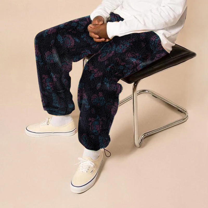 Cashew Print Flannel Track Pants