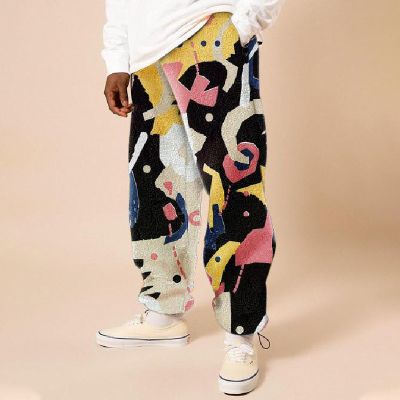 Flannel Abstract Color Print Track Pants