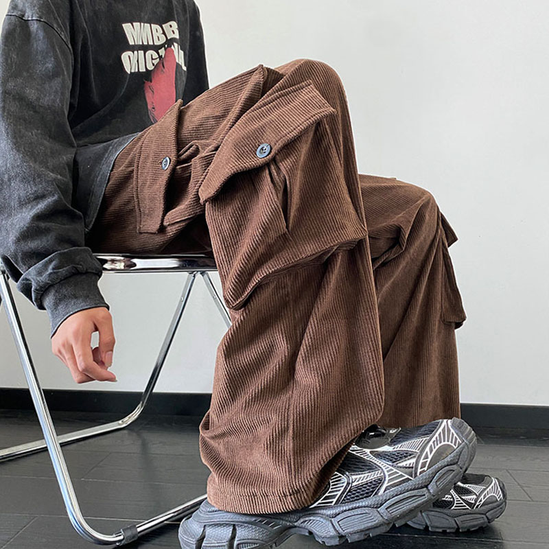 Vintage Large Pocket Corduroy Casual Cargo Pants