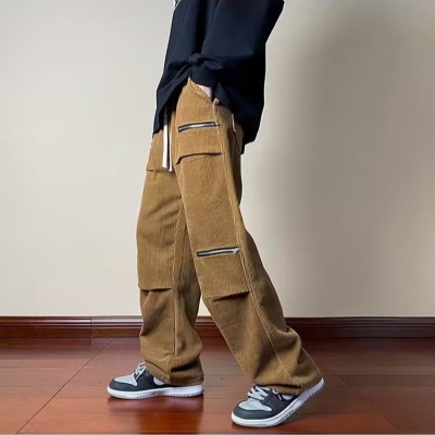 Retro Zip Pocket Corduroy Track Pants