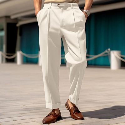 Mid-waist Button Fashion Trousers