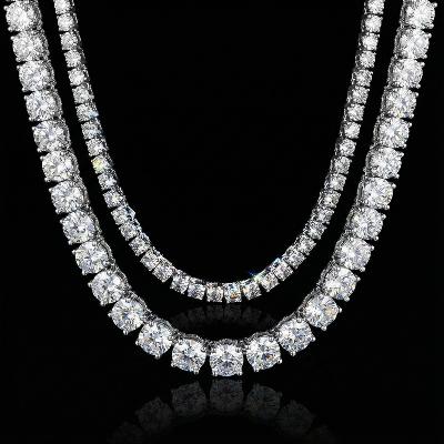 18K White Gold 3mm Tennis Chain + 5mm Tennis Chain Set