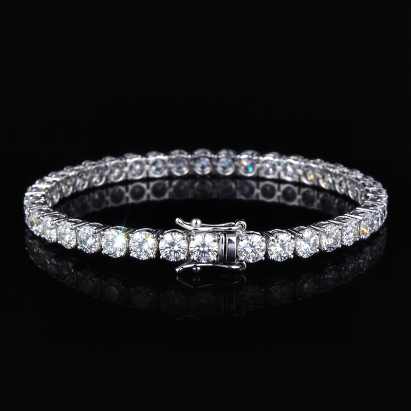 18K White Gold 13mm Iced Cuban and 5mm Tennis Bracelet Set