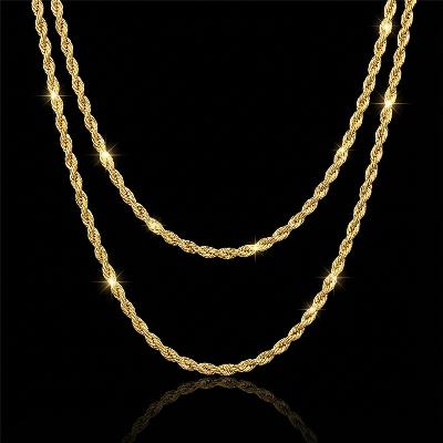 3mm 18K Gold Finish 2 Rope Chain Set