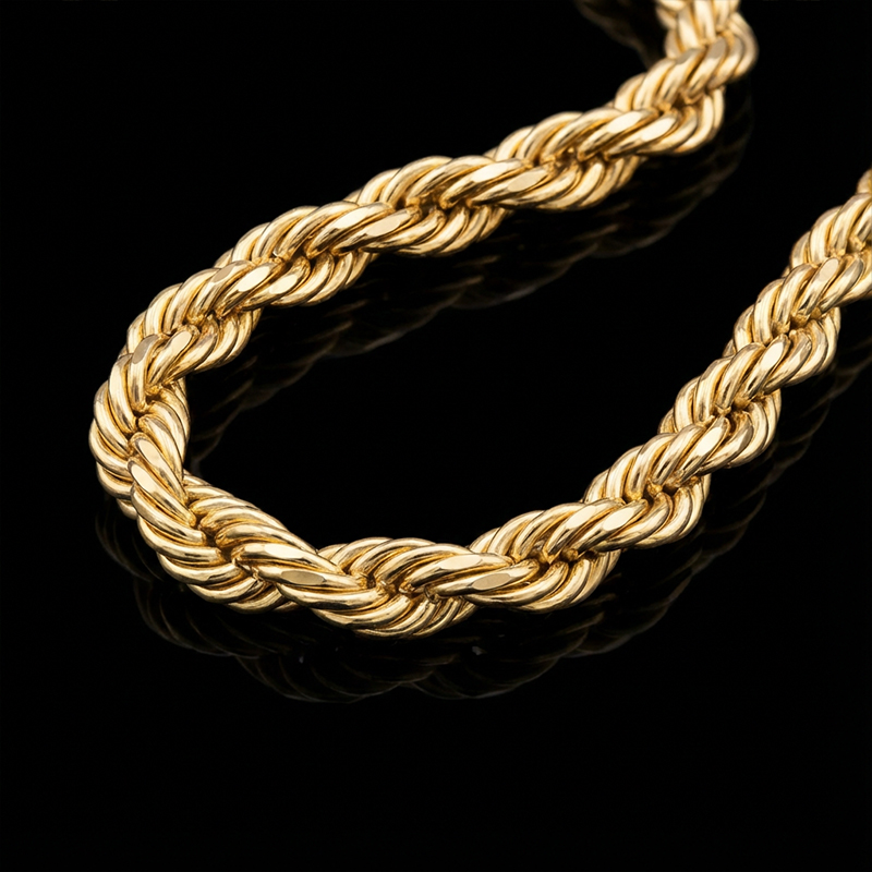 3mm 18K Gold Finish 2 Rope Chain Set