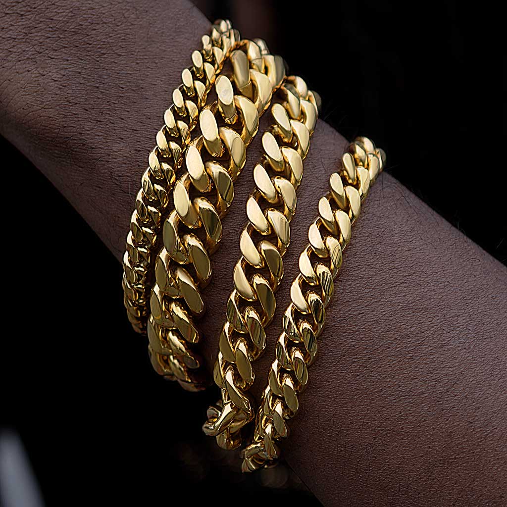 Iced Cuban Ring and Cuban Bracelet Set in Gold
