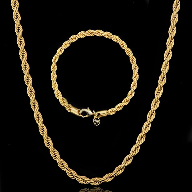 5mm Rope Chain Set in Gold