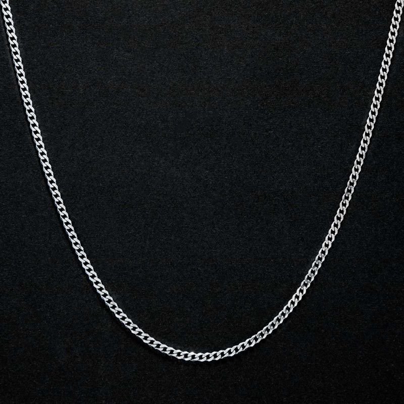 2.5mm Cuban Link Chain Set in White Gold
