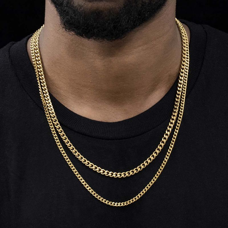 5mm + 3mm Cuban Chain Set in Gold 5mm + 3mm Cuban Chain Set in Gold