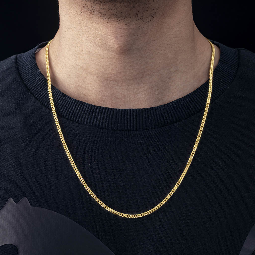 3mm Cuban Chain Set in Gold