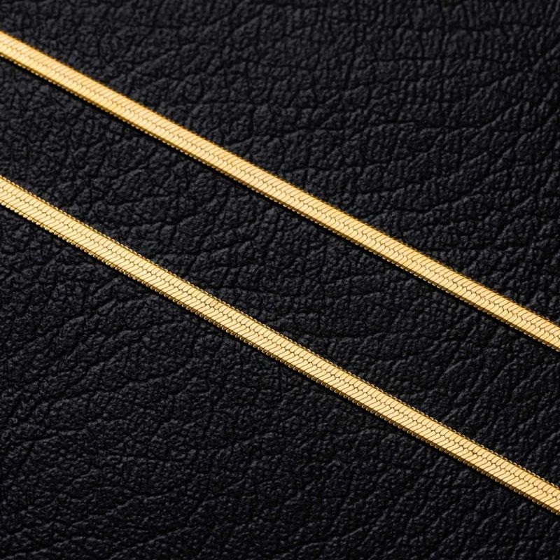 2mm Herringbone Chain Set in Gold