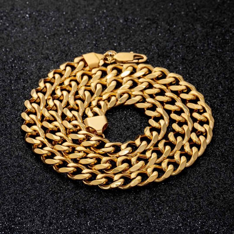 9mm Cuban Chain Set in Gold