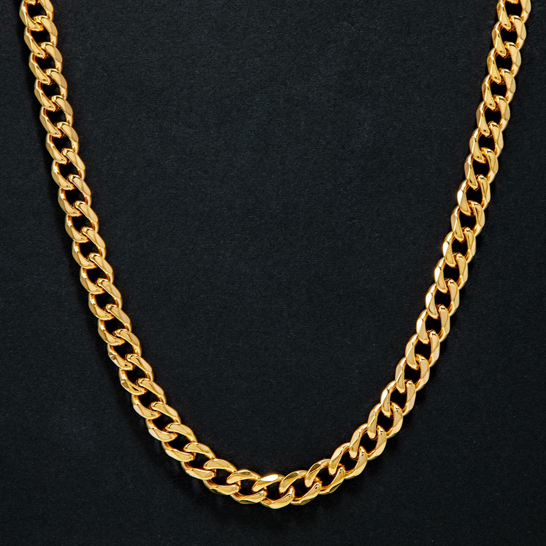 9mm Cuban Chain Set in Gold