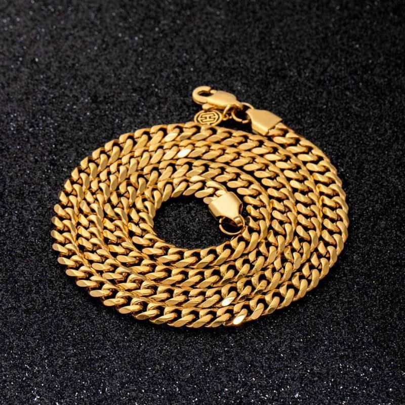 6mm Cuban Chain Set in Gold