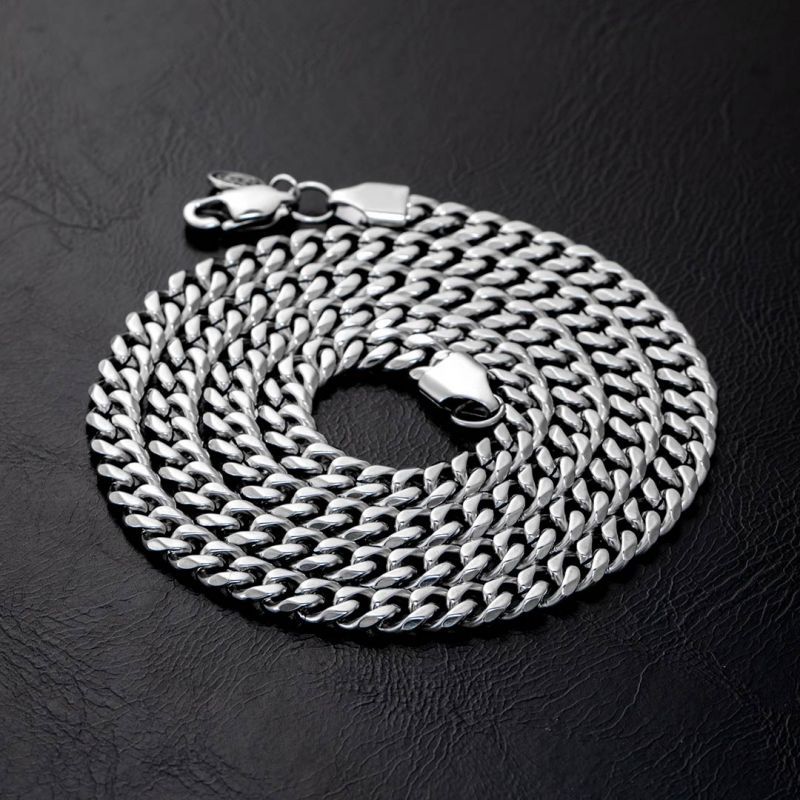 5mm Round Box+ 6mm Cuban Chain Set in White Gold