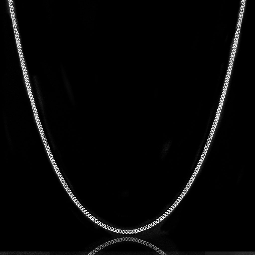 Thorns Barb Wire + 3mm Cuban Chain Necklace Set in White Gold