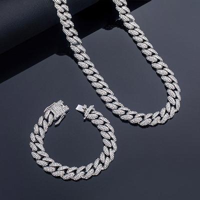 12mm Micro Paved Cuban Chain and Bracelet Set