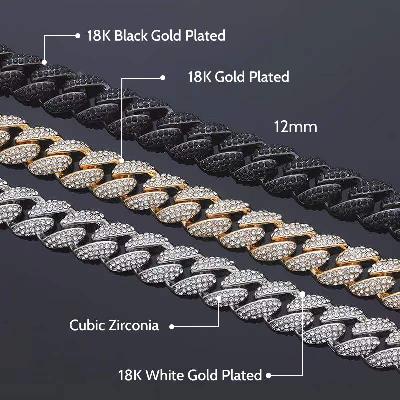 12mm Micro Paved Cuban Chain and Bracelet Set