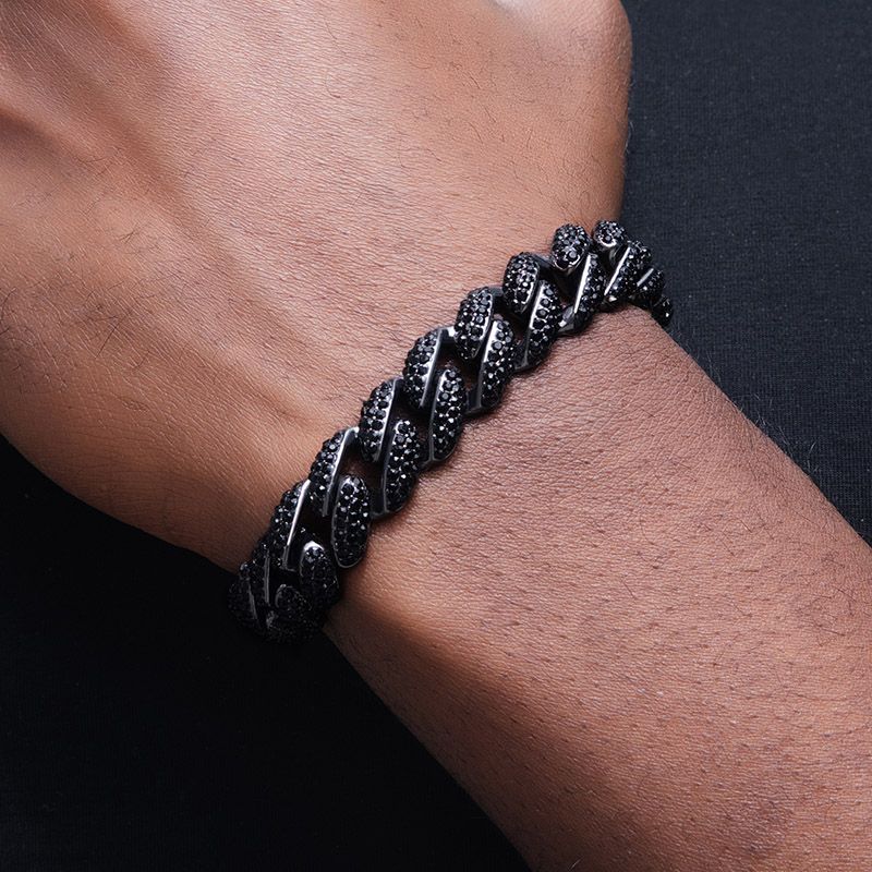 12mm Micro Paved Cuban Chain and Bracelet Set