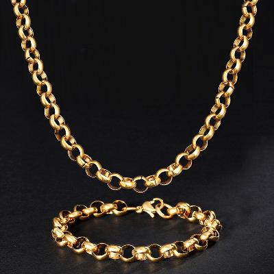 8mm Stainless Steel Rolo Chain and Bracelet Set