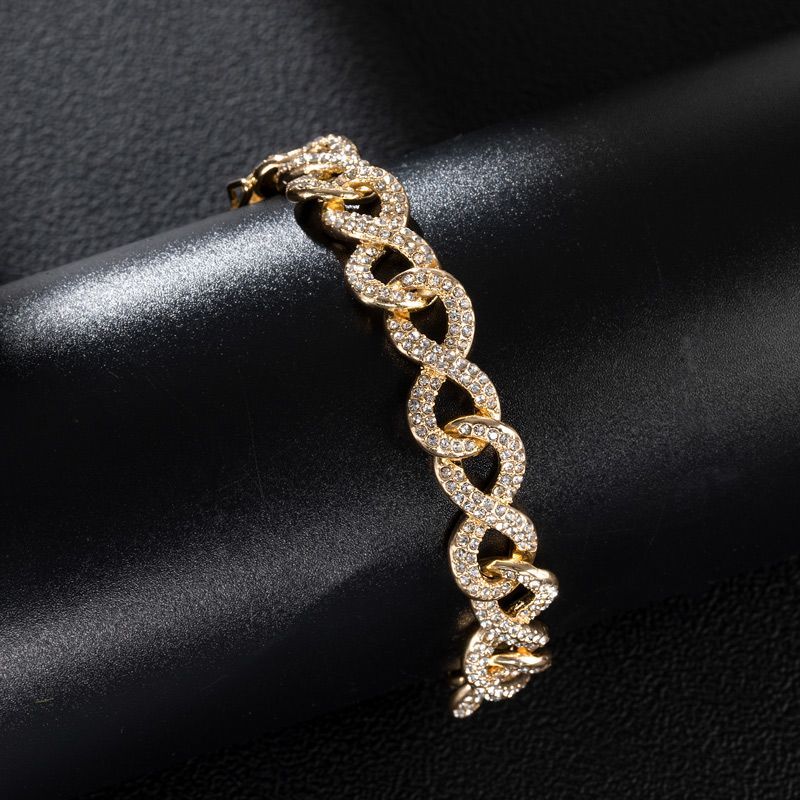 Iced Roman Numerals Watch+11mm Infinity Cuban Bracelet Set in Gold