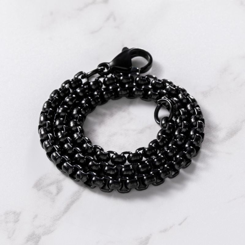 Personalized 4 Engravable Sides Cube Black Obsidian Beads Bracelet & Round Box Bracelet Set