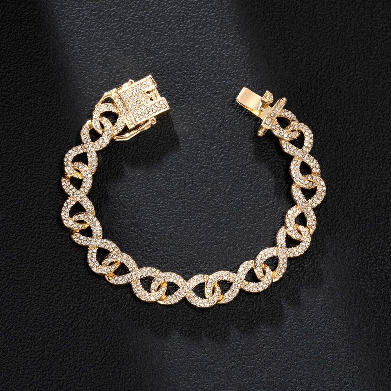 Iced Watch & Infinity Cuban Link Bracelet Set in Gold