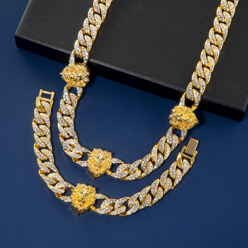 Iced Lion 13mm Cuban Chain & Bracelet Set